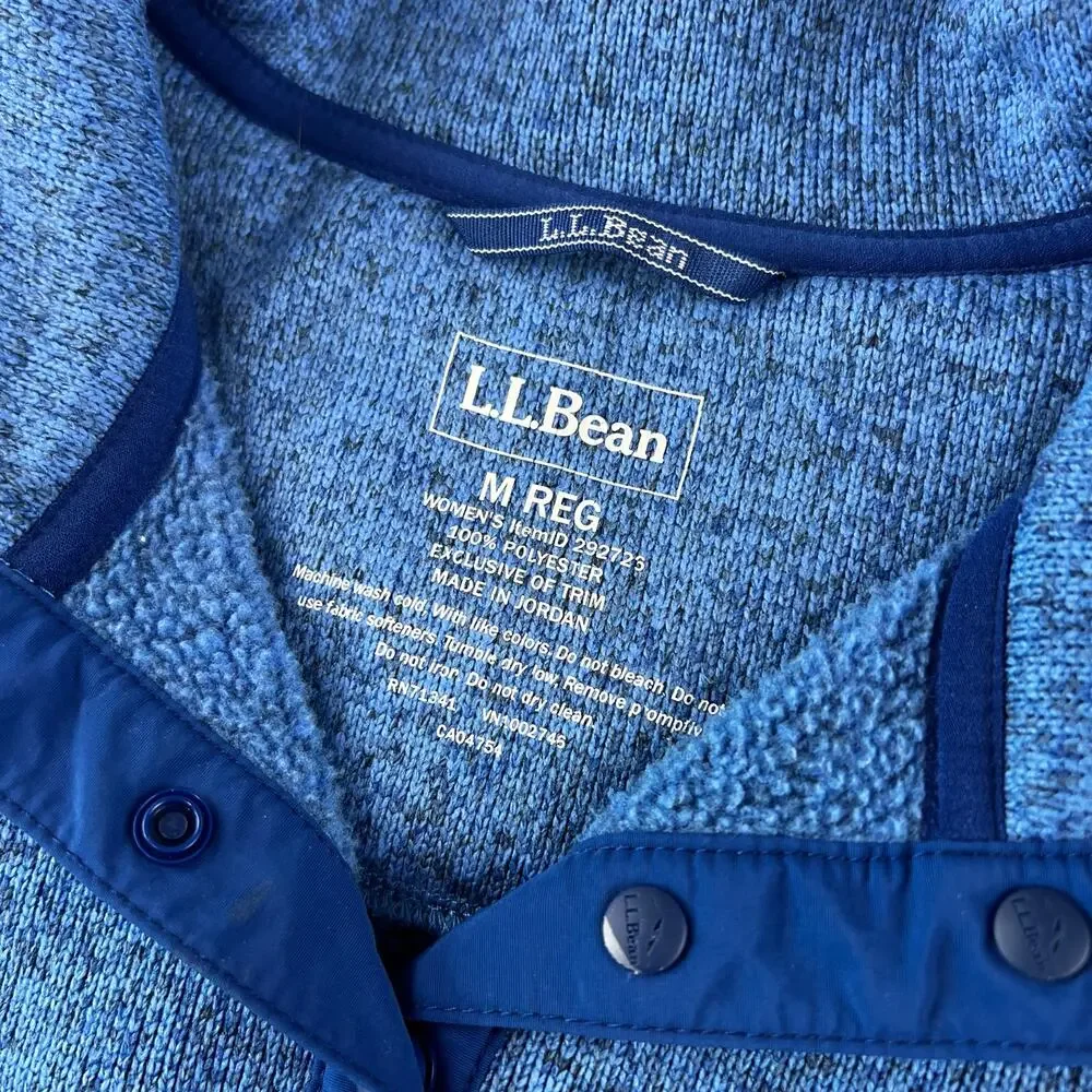 L.L. Bean Women's Sweater Fleece Pullover Blue size Medium 1/4 snap